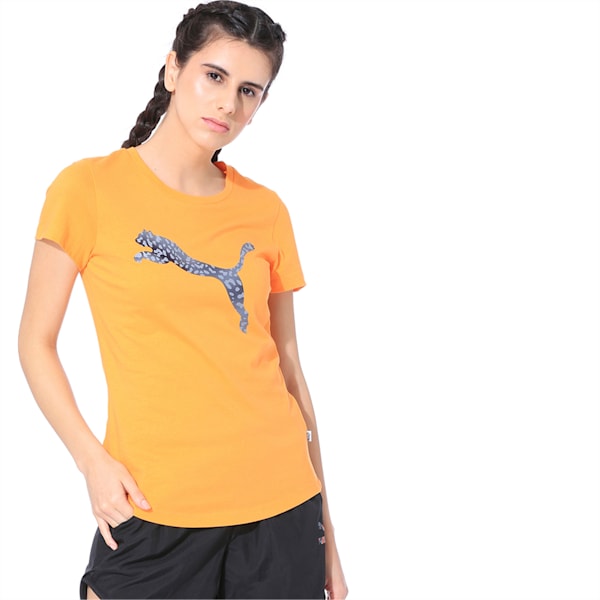 Womens Graphic Tee III, Orange Pop, extralarge-IND