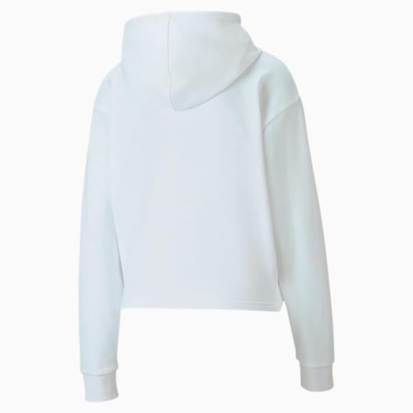 Essentials+ Metallic Women's Hoodie, Puma White-Silver