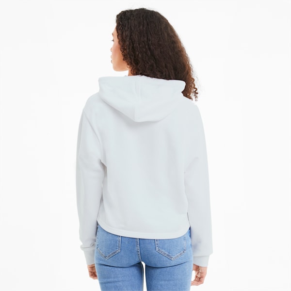 Essentials+ Metallic Women's Hoodie, Puma White-Silver