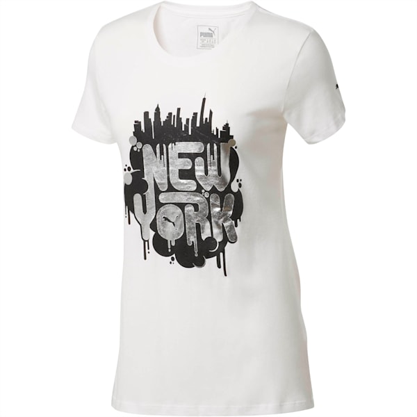 City Drip Women's Tee, Puma White-Puma Silver, extralarge