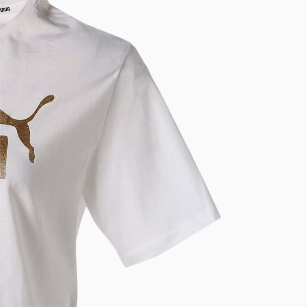 ESS+ ウィメンズ クロップド Tシャツ 半袖, Puma White-Gold