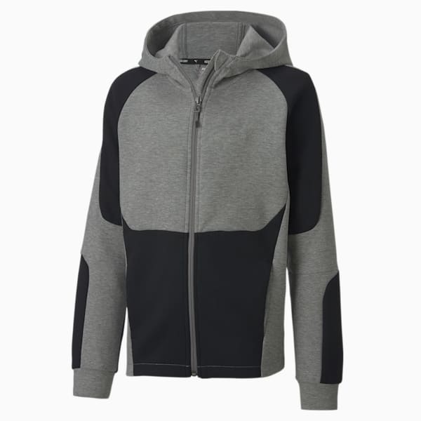 Evostripe Full Zip dryCELL Boys' Hoodie, Medium Gray Heather, extralarge-IND