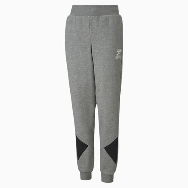 Rebel Block Knitted Boy's Sweat Pants, Medium Gray Heather, extralarge-IND