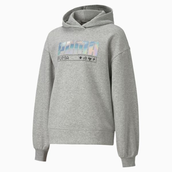Alpha Girl's Relaxed Hoodie, Light Gray Heather, extralarge-IND