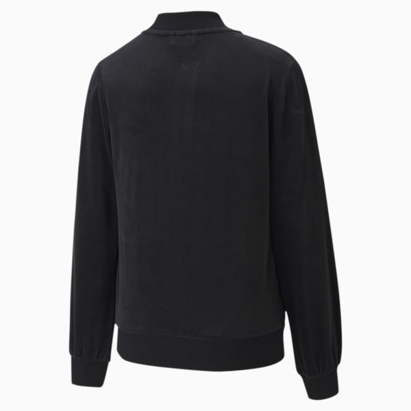 Alpha Velvet Full Zip Girl's Track Jacket, Puma Black, extralarge-IND