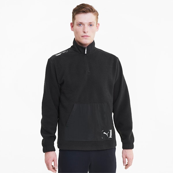 NU-TILITY Men's Half Zip Sweatshirt, Puma Black, extralarge
