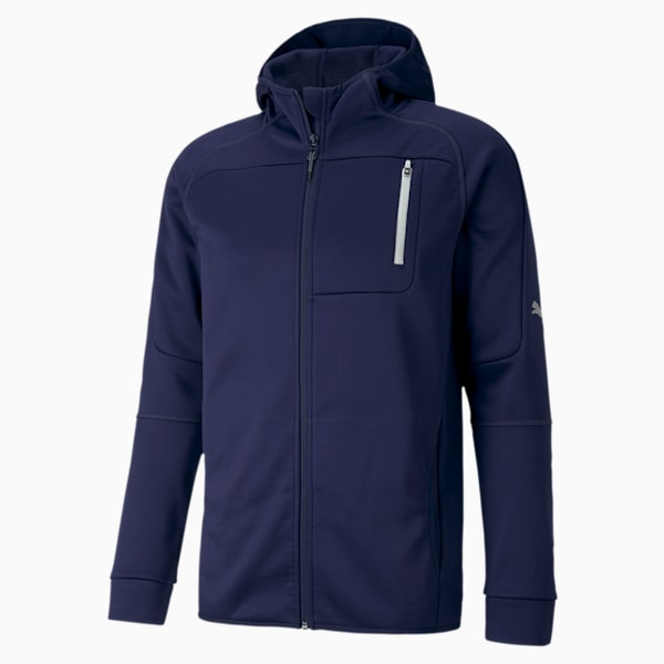 Evostripe Warm Men's Full Zip Hoodie, Peacoat, extralarge