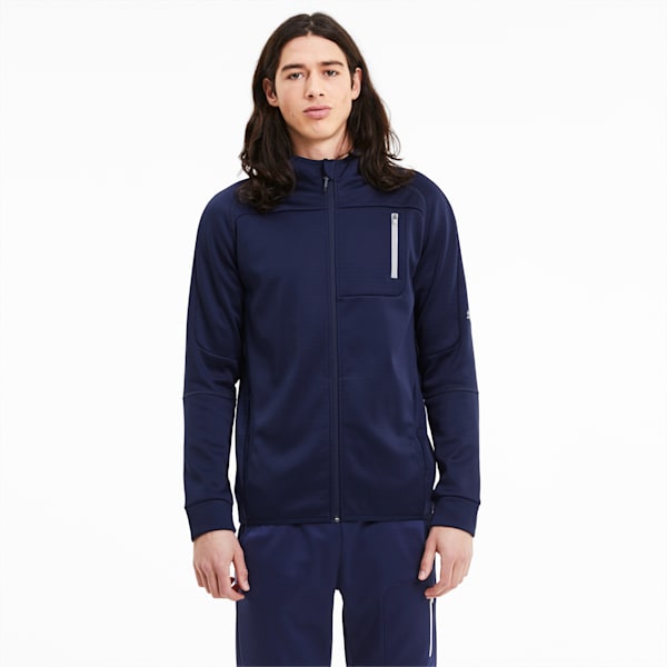 Evostripe Warm Men's Full Zip Hoodie, Peacoat, extralarge
