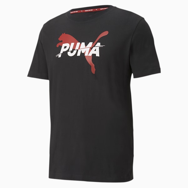 Modern Sports Logo Slim Fit Men's T-Shirt, Puma Black, extralarge-IND