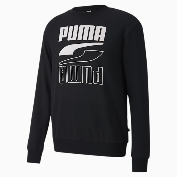 Rebel Crew Regular Fit Men's Sweat Shirt, Puma Black, extralarge-IND