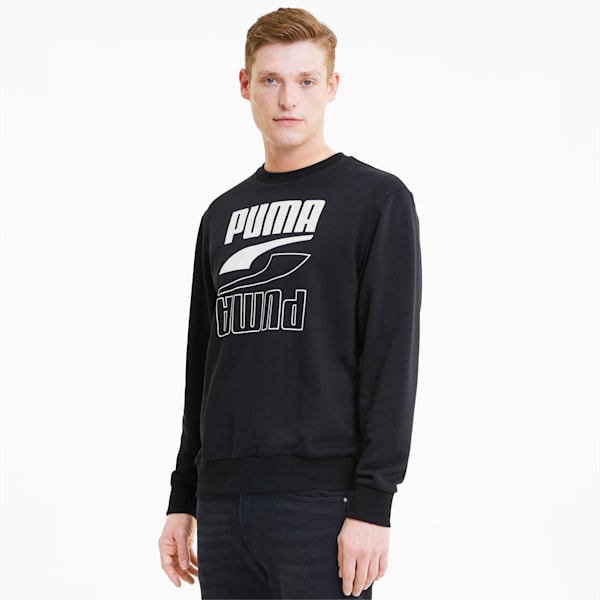 Rebel Crew Regular Fit Men's Sweat Shirt, Puma Black, extralarge-IND