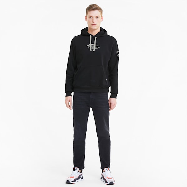 Rebel Regular Fit Men's Hoodie, Puma Black-Vaporous Gray, extralarge-IND
