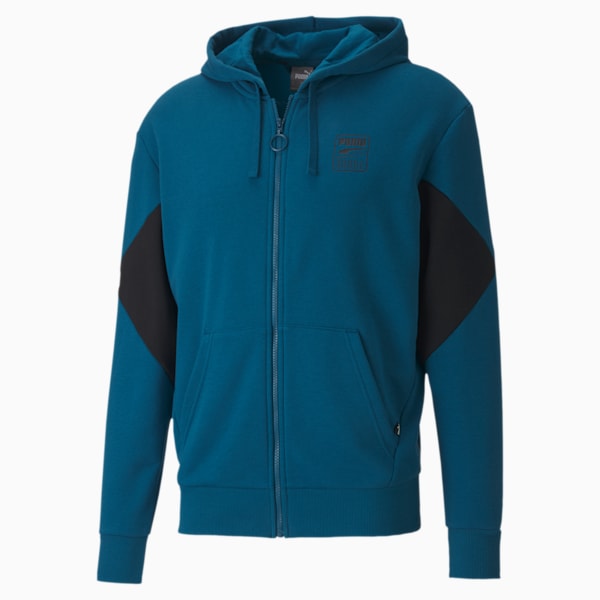Rebel Men's Full Zip Hoodie, Digi-blue, extralarge
