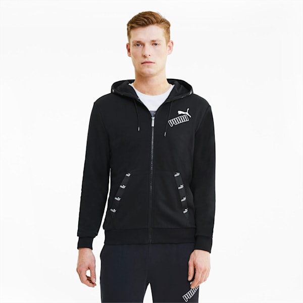 Amplified Full-Zip Men's Hoodie, Puma Black, extralarge-IND