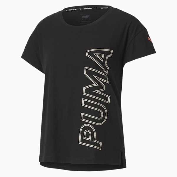 Modern Sports Graphic Relaxed Fit Women’s T-Shirt, Puma Black-Salmon Rose, extralarge-IND