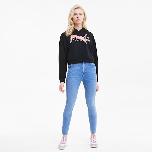 Modern Sports dryCELL Women’s Hoodie, Puma Black-Salmon Rose