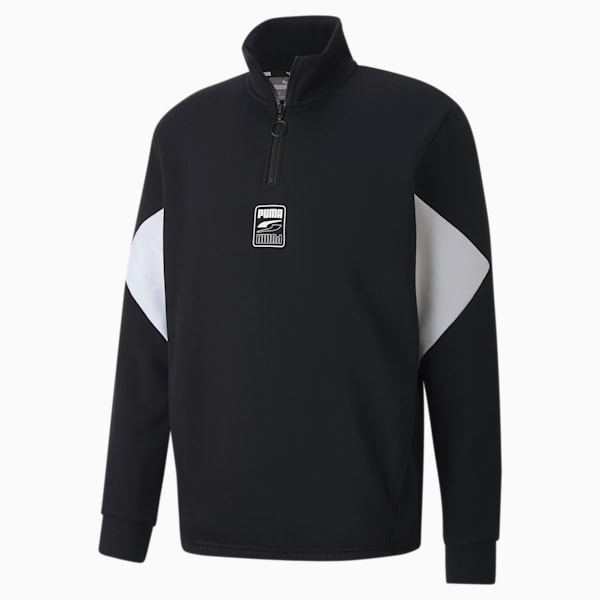 Rebel Men's Half Zip Sweatshirt, Puma Black, extralarge
