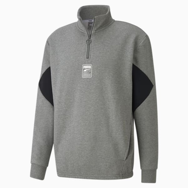 Rebel Men's Half Zip Sweatshirt, Medium Gray Heather, extralarge