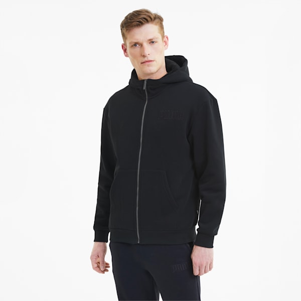 Modern Basics Full-Zip Men's Hoodie, Puma Black, extralarge-IND