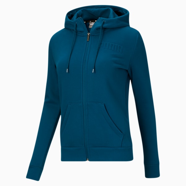 Modern Basics Women's Full Zip Hoodie, Digi-blue, extralarge