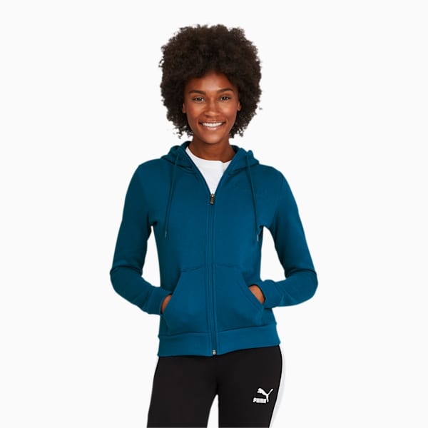 Modern Basics Women's Full Zip Hoodie, Digi-blue, extralarge