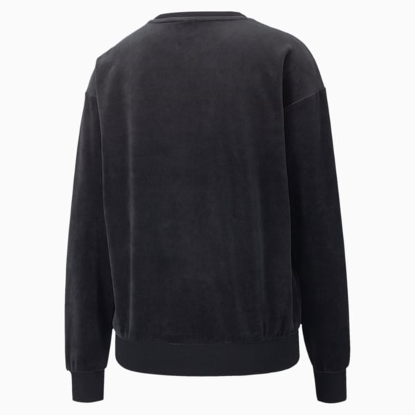 Modern Basics Women's Velour Crewneck Sweatshirt, Puma Black-Gold, extralarge