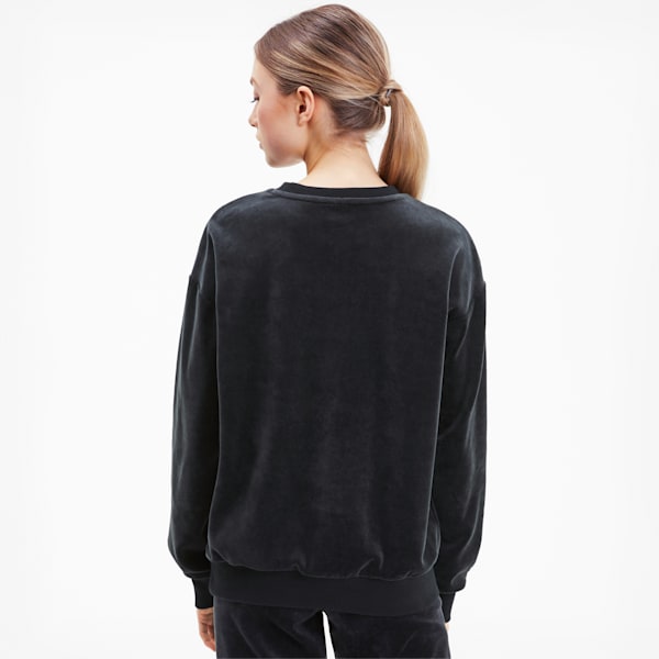 Modern Basics Women's Velour Crewneck Sweatshirt, Puma Black-Gold, extralarge