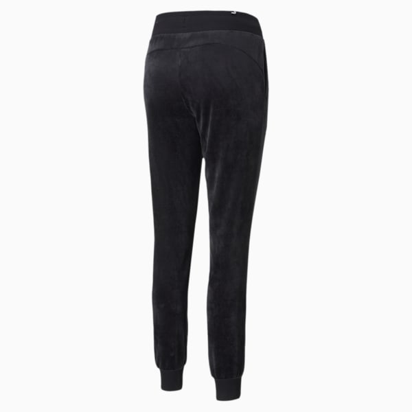 Modern Basics Velour Regular Fit Knitted Women's Pants, Puma Black-Gold, extralarge-IND