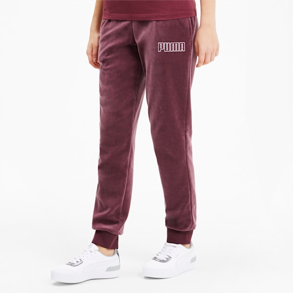 Modern Basics Women's Velour Pants, Burgundy-Silver, extralarge