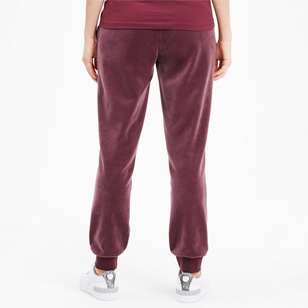 Modern Basics Women's Velour Pants, Burgundy-Silver, extralarge