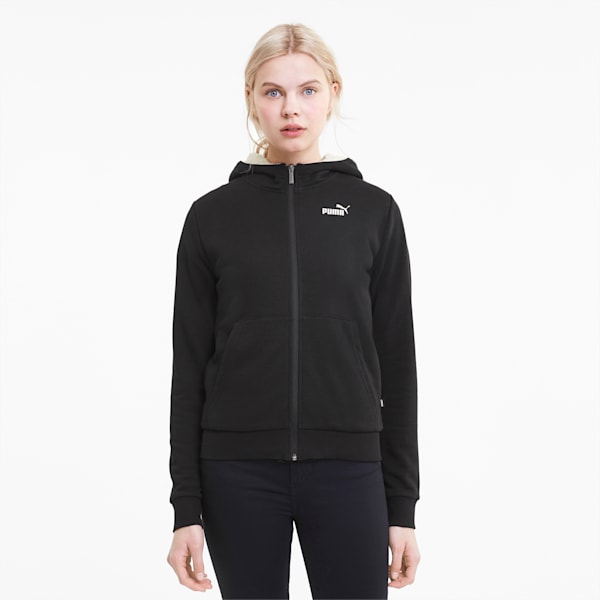 Essentials+ Women's Sherpa Full Zip Hoodie, Puma Black, extralarge