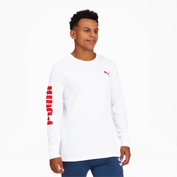 Classics Men's Logo Long Sleeve Tee, Puma White, extralarge