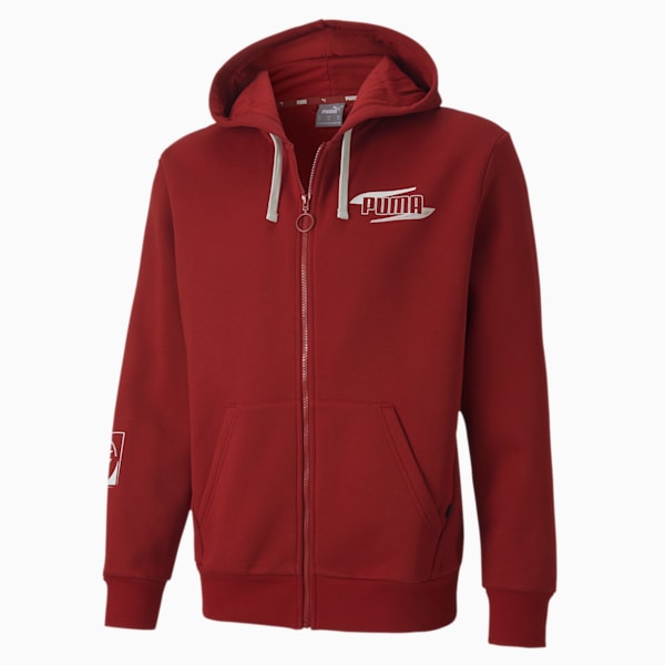 Rebel Men's Full Zip Hoodie, Red Dahlia, extralarge
