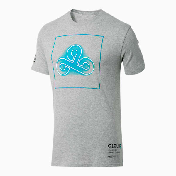 PUMA x CLOUD9 End of the Line Tee, Gray Heather-Hawaiian Ocean, extralarge