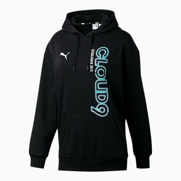 PUMA x CLOUD9 Simulation Women's Hoodie, Cotton Black-Hawaiian Ocean, extralarge