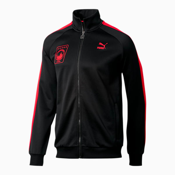 NYC Men's T7 Track Jacket, Puma Black-High Risk Red, extralarge