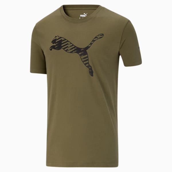 Cat Logo Men's Brand Tee, Burnt Olive, extralarge