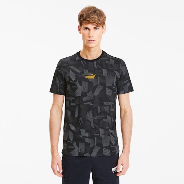 Summer Print Men's AOP Tee, Cotton Black-AOP, extralarge