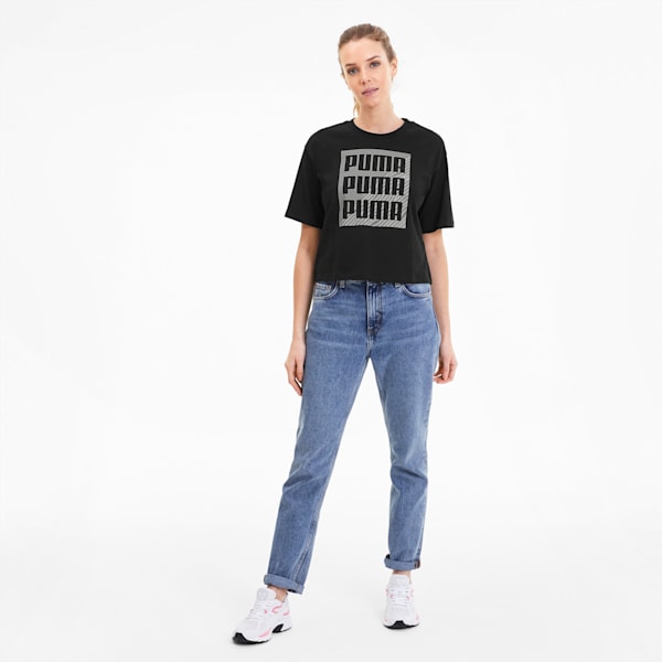 Summer Print Women's Graphic Tee, Cotton Black, extralarge