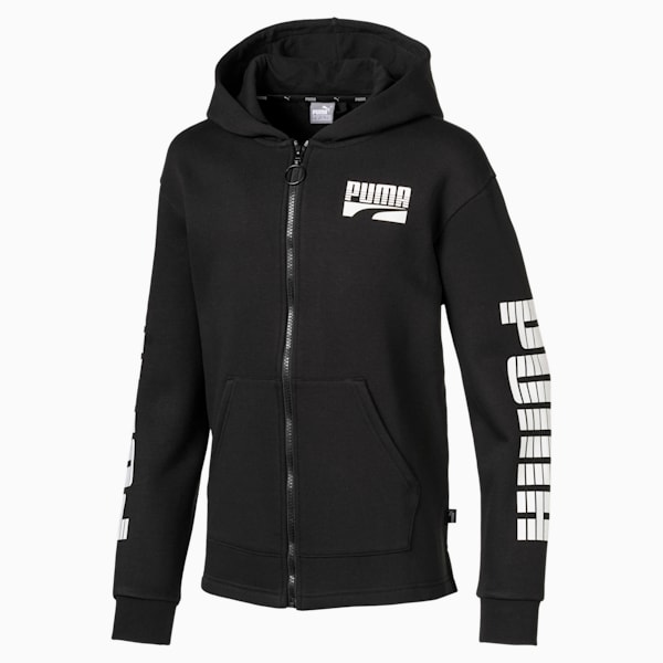 Rebel Bold Youth Hooded Jacket, Puma Black, extralarge-IND