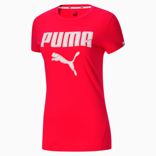 Satin Stitch Women's Logo Tee, BRIGHT ROSE, extralarge