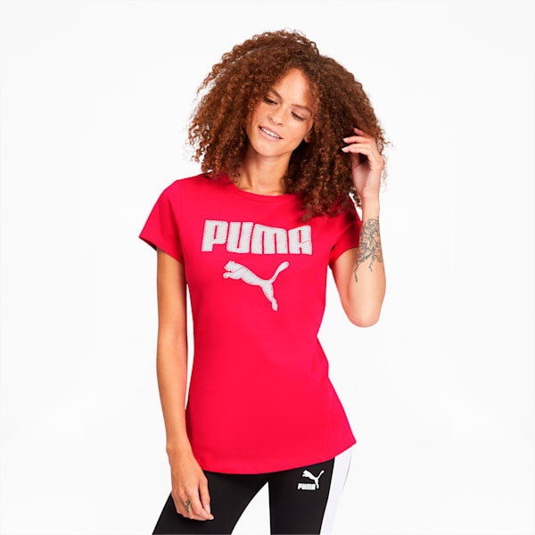 Satin Stitch Women's Logo Tee, BRIGHT ROSE, extralarge