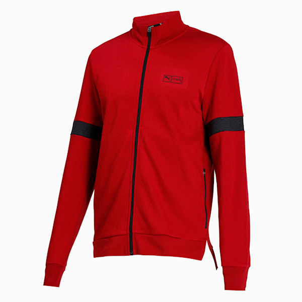 Men's Track Full-Zip Jacket, Red Dahlia-Dark Gray Heather, extralarge-IND
