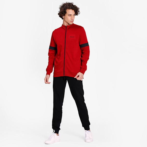 Men's Track Full-Zip Jacket, Red Dahlia-Dark Gray Heather, extralarge-IND