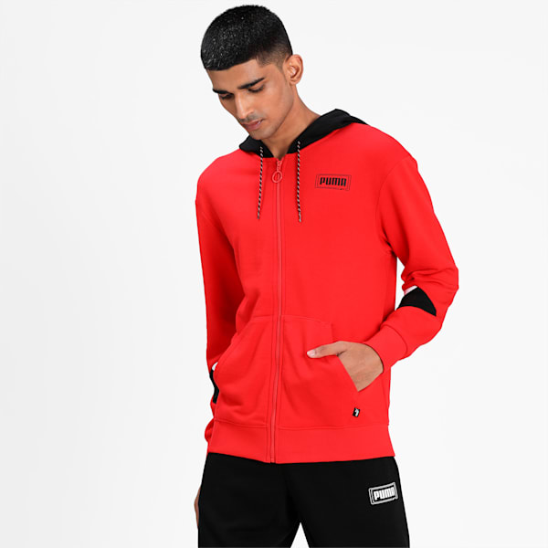 Rebel Full-Zip Men's Regular Fit Hoodie, High Risk Red, extralarge-IND