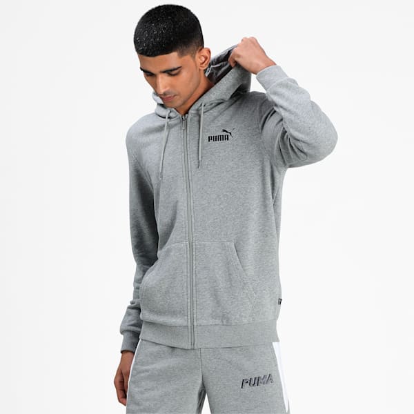 Big Logo Full-Zip Men's Hoodie, Medium Gray Heather, extralarge-IND