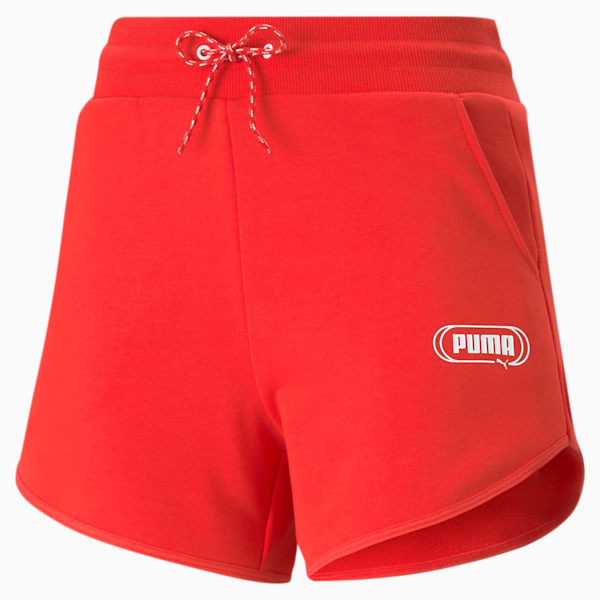Rebel Women's High Waist Shorts, Poppy Red, extralarge
