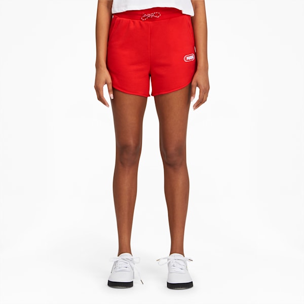Rebel Women's High Waist Shorts, Poppy Red, extralarge