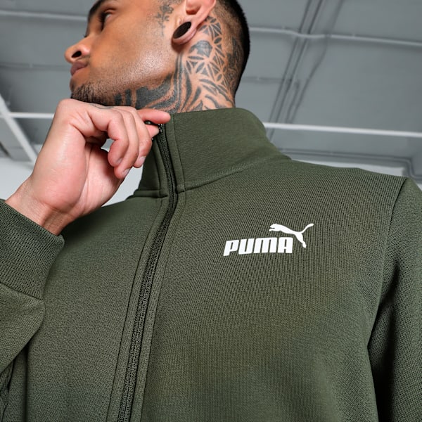Clean Slim Fit Men's Track Suit, Dark Olive, extralarge-IND