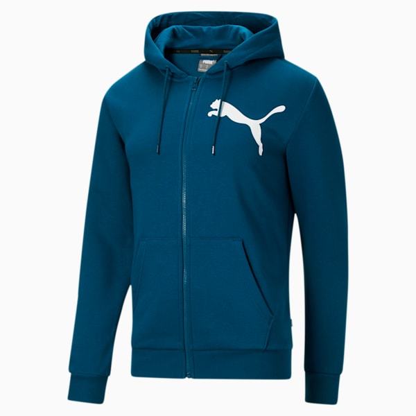 Big Logo Men's Full Zip Back Hoodie, Digi-blue, extralarge